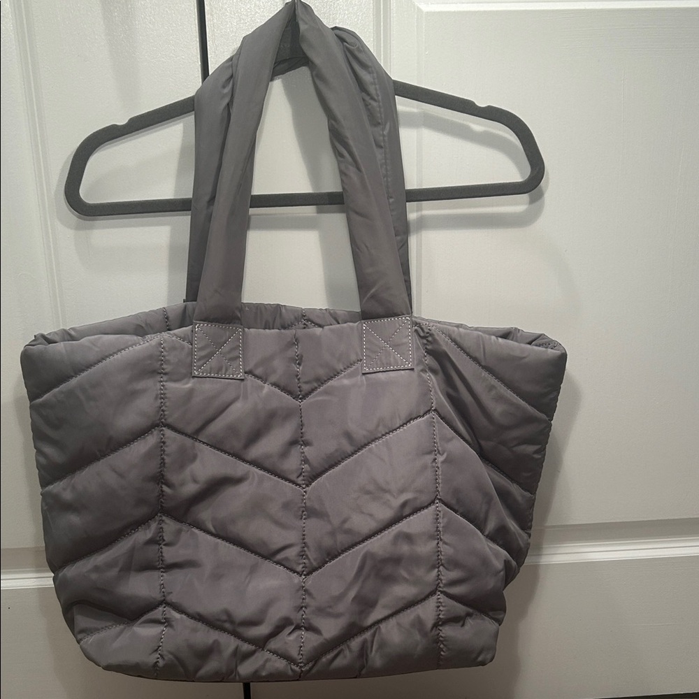 Urban Fit Expressions Gray Quilted Tote Bag Nylon Shoulder Weatherproof